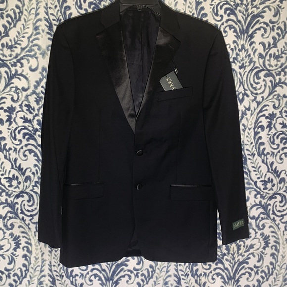 NWT Lauren by Ralph Lauren Mens Two Button Wool Suit Jacket Black 41Reg 35W - Picture 4 of 11
